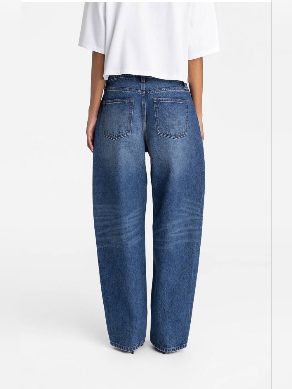 NWT KBB by KAHLANA Women's Mid-Rise Wide Barrel Leg Jean - Dark Wash Size 6 - Picture 2 of 7